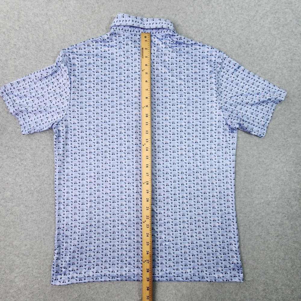 TailorByrd Performance Golf Polo Mens XL Shirt Blue Golf Cart Pattern AOP SPF-30 - Picture 12 of 16